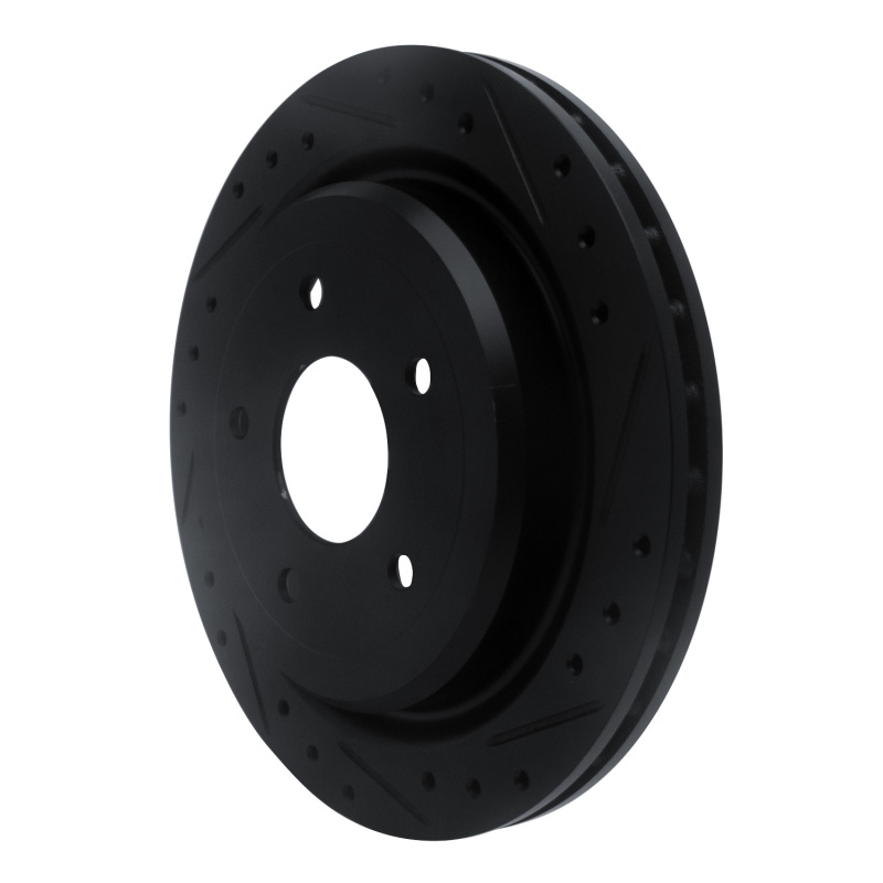 Cadillac XLR Brake Rotor (1) - Rear Right - R1 Concepts - Drilled & Slotted - Black - `97-`13